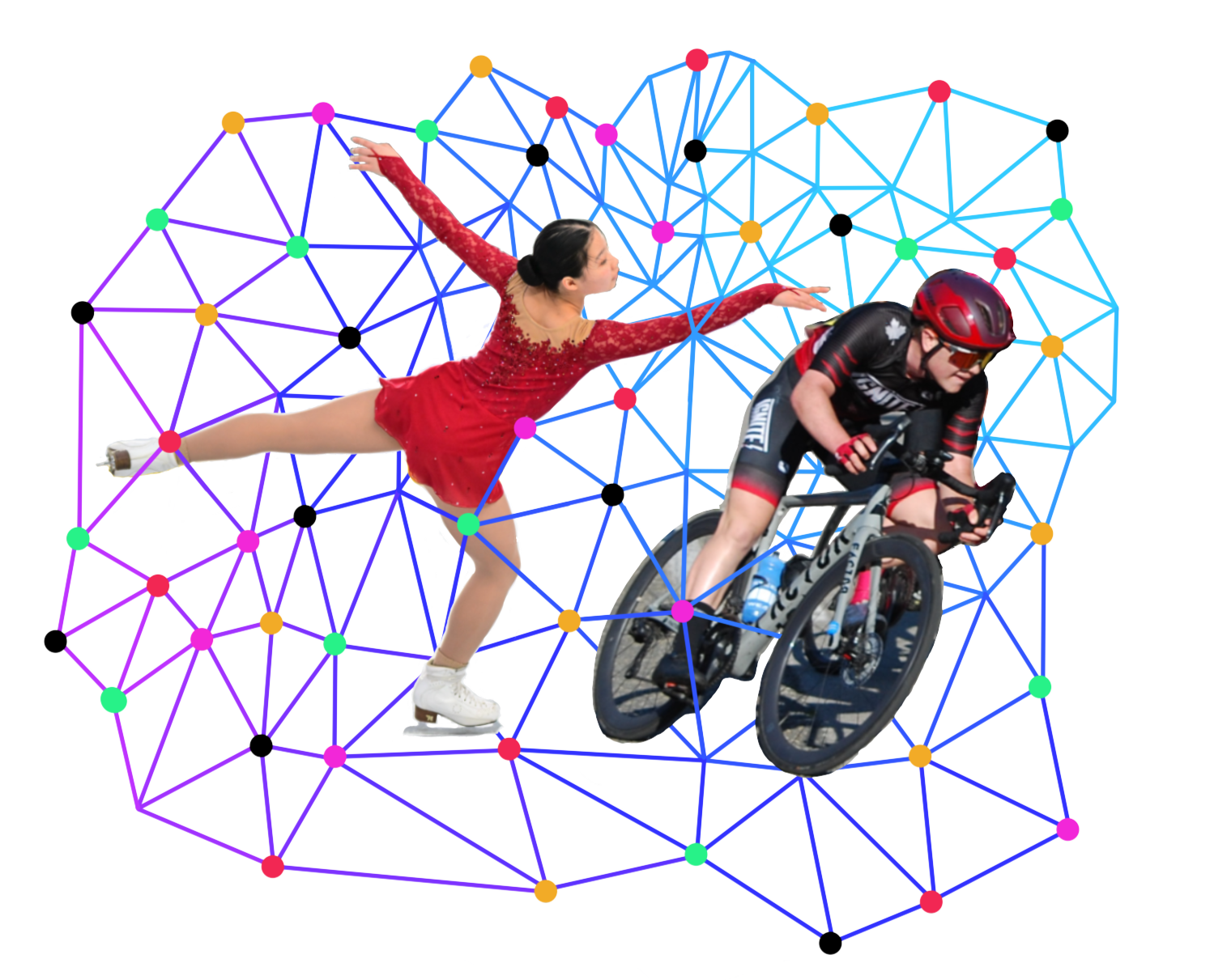 graphic with internet web icons and sport photos